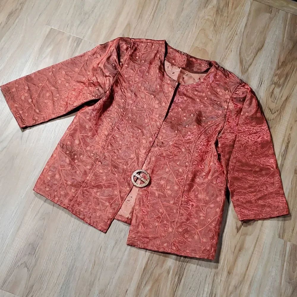 🔹️Rust Colored Lightweight 3/4 Sleeve Snap Closure Blazer XLarge